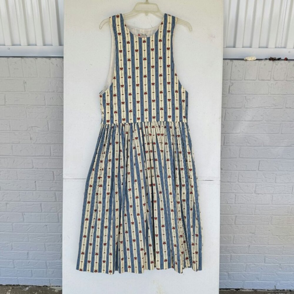 Vintage Handmade Hearts & Stripes Dress Women's Small